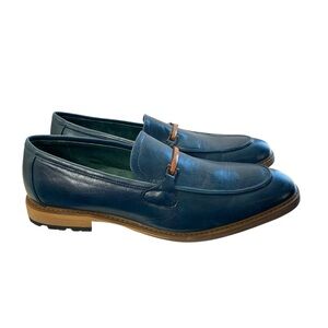 Wedding Party  Navy Dark Blue Loafers Mens Size 12 D Leather Dress Shoes Comfort
